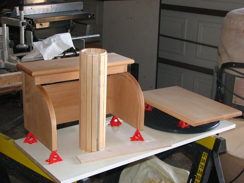 IMG_7769.JPG - The narrow, flat, board in front of the tambour is a piece of maple with no oil on it.