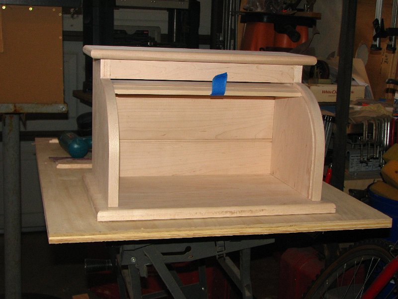 IMG_7761.JPG - You can see the false back from the front.  It's main function is to keep something from sliding into the tambour and blocking it. The bottom is currently attached to the sides with 2 screws.  The bottom will need to be removable should there be an issue with the tambour in the future.